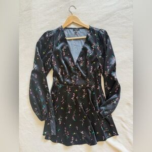 AFRM Black Noir Floral Long Sleeve Dress